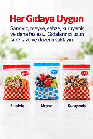 Roll-Up Çift Kilitli Buzdolabı Poşeti 0,4+1 Litre 30 Adet - 5