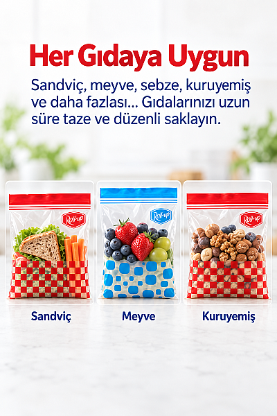 Roll-Up Çift Kilitli Buzdolabı Poşeti 0,4+1 Litre 30 Adet - 5