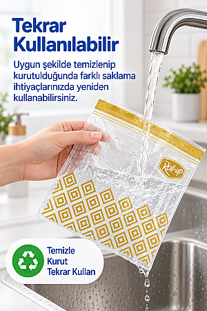 Roll-Up Çift Kilitli Buzdolabı Poşeti 1,2 Litre 20 Adet - 3