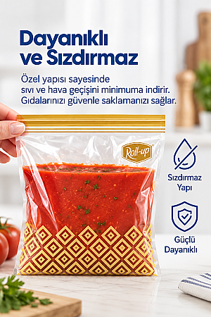 Roll-Up Çift Kilitli Buzdolabı Poşeti 1,2 Litre 20 Adet - 2