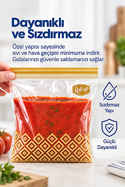 Roll-Up Çift Kilitli Buzdolabı Poşeti 1,2 Litre 20 Adet - 2