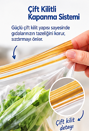 Roll-Up Çift Kilitli Buzdolabı Poşeti 1,2 Litre 20 Adet - 4