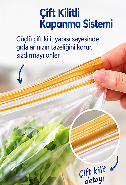 Roll-Up Çift Kilitli Buzdolabı Poşeti 1,2 Litre 20 Adet - 4