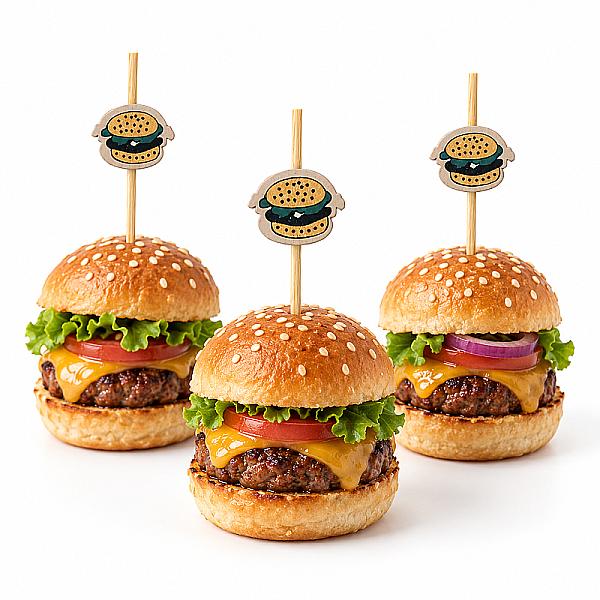 Roll-Up Hamburger Dekoratif Bambu Kürdan 9 cm 50 Adet - 1