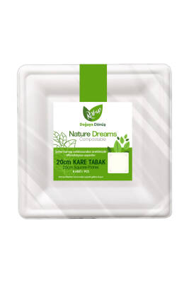 Roll-up Doğa Dostu Kare Karton Tabak 20cm 6lı - 1