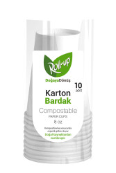 Roll-up Doğa Dostu Karton Bardak 8oz 10lu - Roll-up