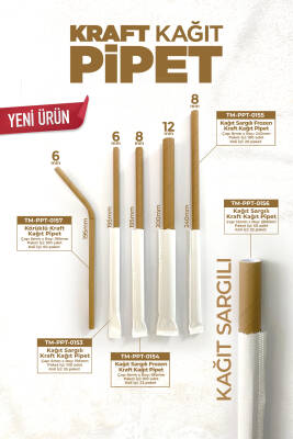 Roll-up Kağıt Sargılı Kağıt Pipet Kraft 6mmx19,5cm 100 Adet - 4