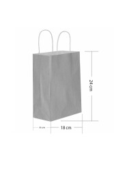 Roll-up Kraft Çanta Gümüş Küçük Boy 18x24cm 25li - Roll-up