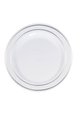 Roll-up Lüks Plastik Tabak Gümüş Yaldızlı Beyaz 26cm 6lı - 1