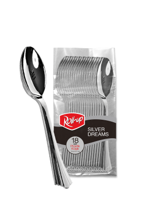 Roll-up Metal Görünümlü Plastik Kaşık 18li - Roll-up