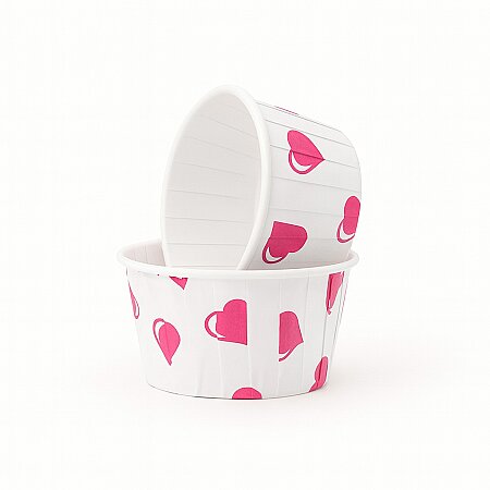 Roll-up Muffin Kek Kapsülü Kalp Desenli 50 Adet - Roll-Up