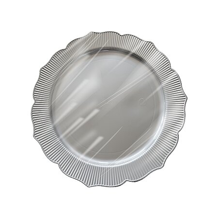 Roll-Up Plastik Kalın Tabak Büyük 26 cm Gümüş 6 Adet - Roll-Up