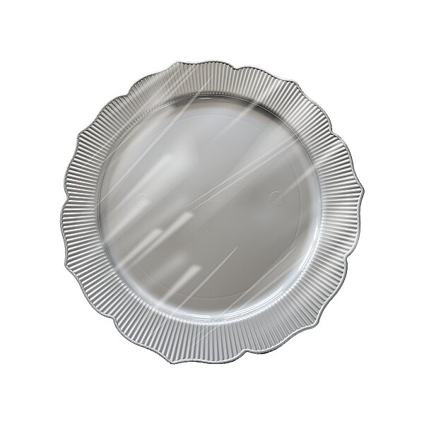 Roll-Up Plastik Kalın Tabak Büyük 26 cm Gümüş 6 Adet - 1