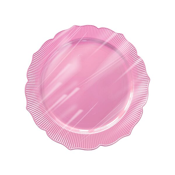 Roll-Up Plastik Kalın Tabak Büyük 26 cm Pembe 6 Adet - 1