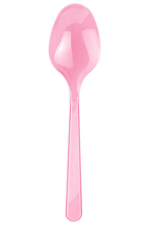 Roll-up Plastik Kaşık Pembe 25 Adet - Roll-Up