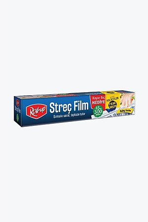 Roll-up Streç Film 8 Mic Sarı PE 45 cm x 300 m Kayar Bıçaklı - Roll-Up